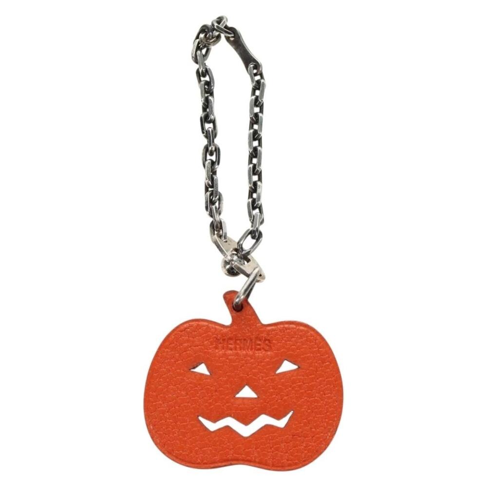Hermes Pumpkin Bag Charm Leather Orange